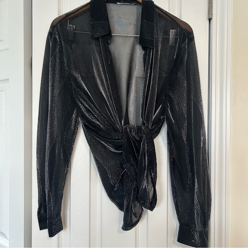 4/$20 Vintage Sheer Metallic Blouse